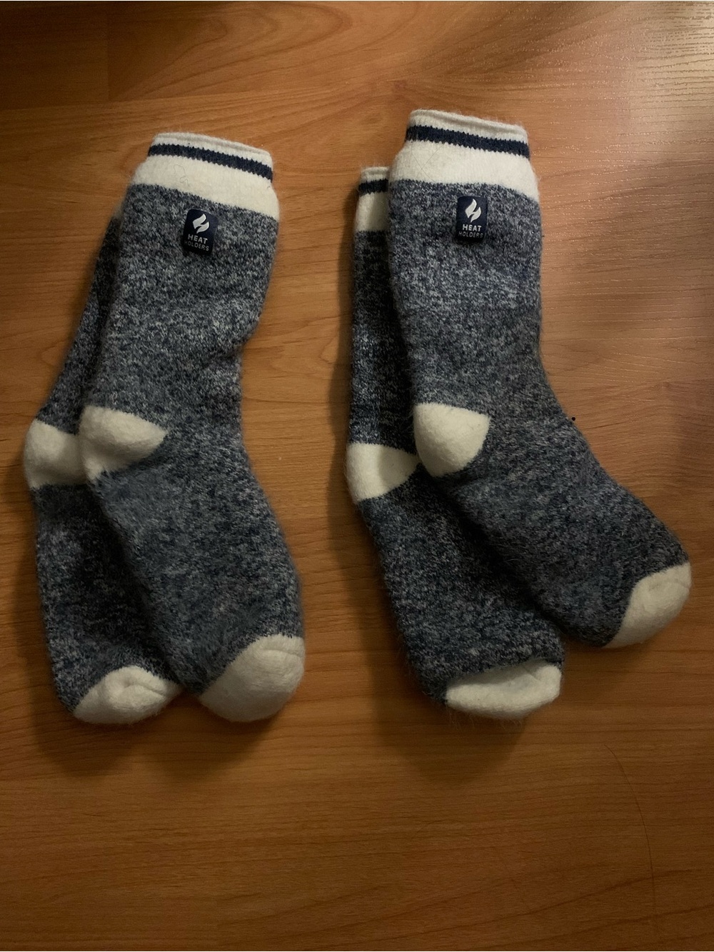 Heat Holders Plush Crew Socks in Gray & White